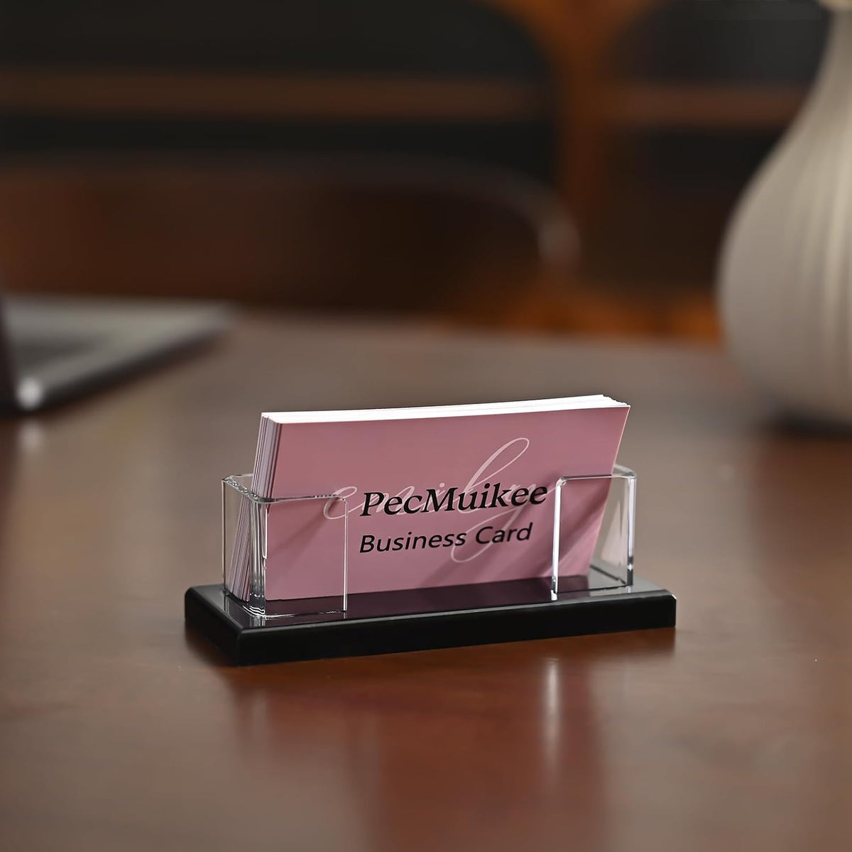 PecMuikee Business Card Holder for Desk，Acrylic Business Card Display Stand,Multiple Business Card Holders for Office, Exhibition, Home, Restaurant (slot 1)