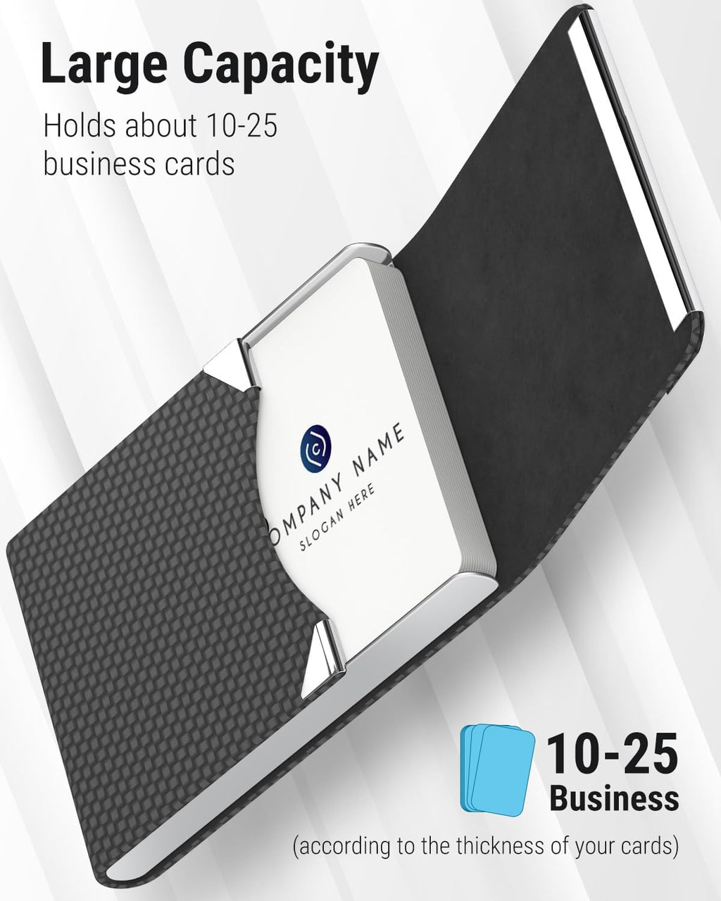 MaxGear Business Card Holder, PU Leather Business Card Case, Black Carbon