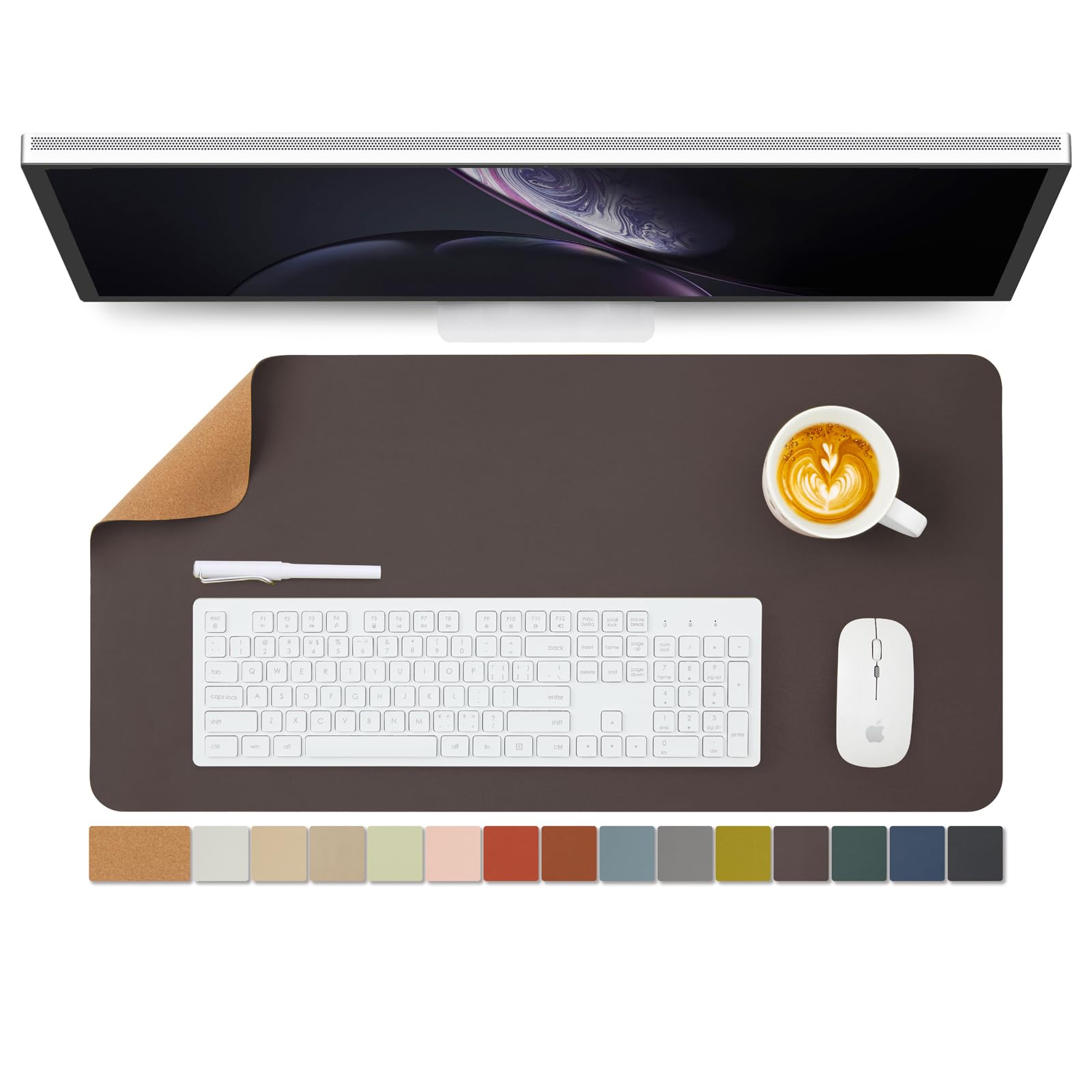 Large Cork Desk Mat - 47.2"x 17" Desk Pad for Office and Home - Ideal for Large Mouse Pad and Desk Mats on Top of Desks(Black)
