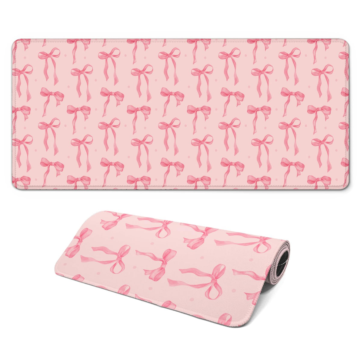 Large Computer Mouse Pad with Non-Slip Base for Desktop, Cute Gaming Mouse Mat with Stitched Edges, Long Extended Anime Mousepad for Laptop, 31.5 x 11.8 inches (Cute Ribbon Bow)
