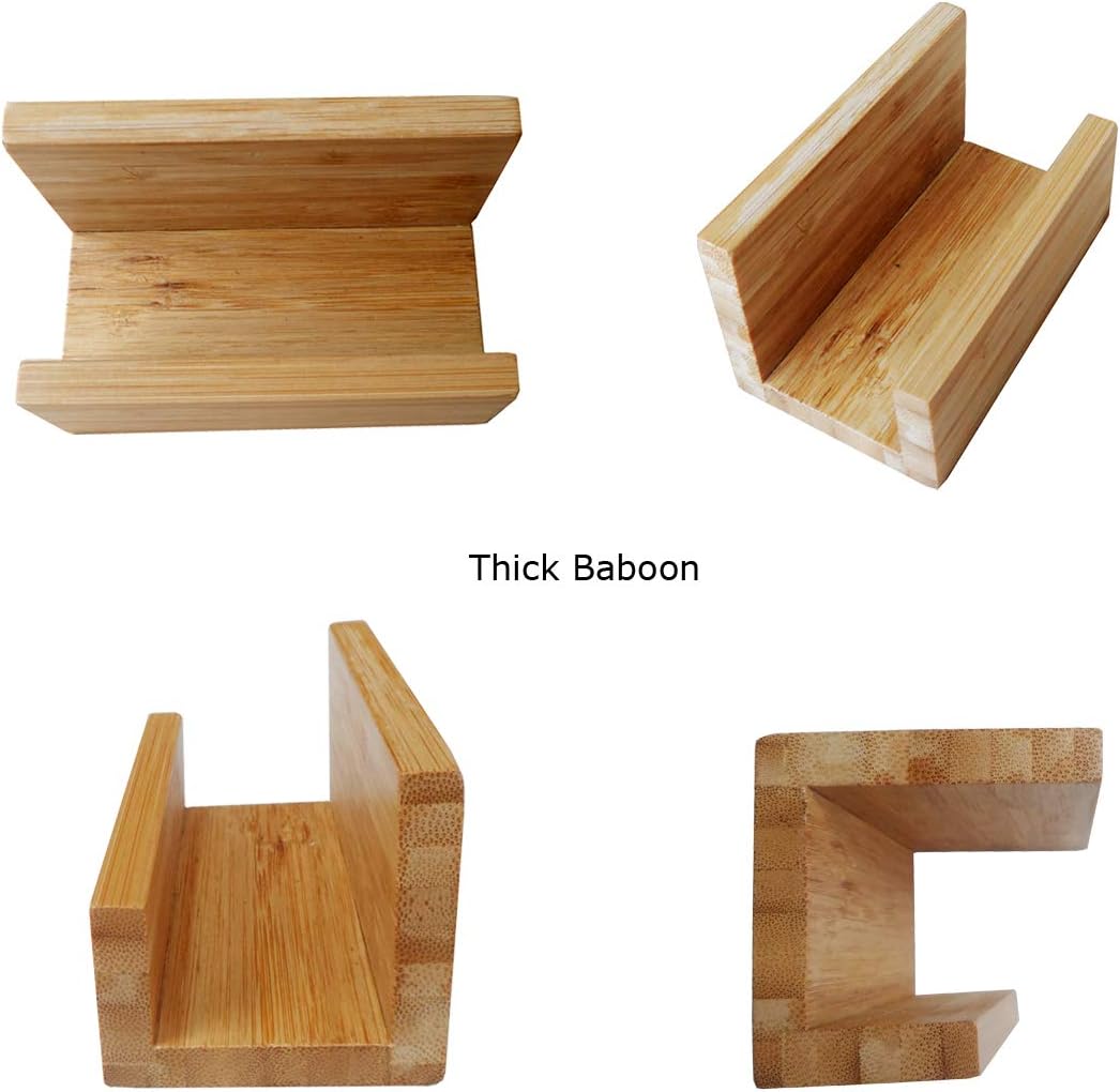 2 Pack Bamboo Wood Desktop Business Card Holder Display for Desk Sturdy Business Card Stand for Office Tabletop Counter Organizer