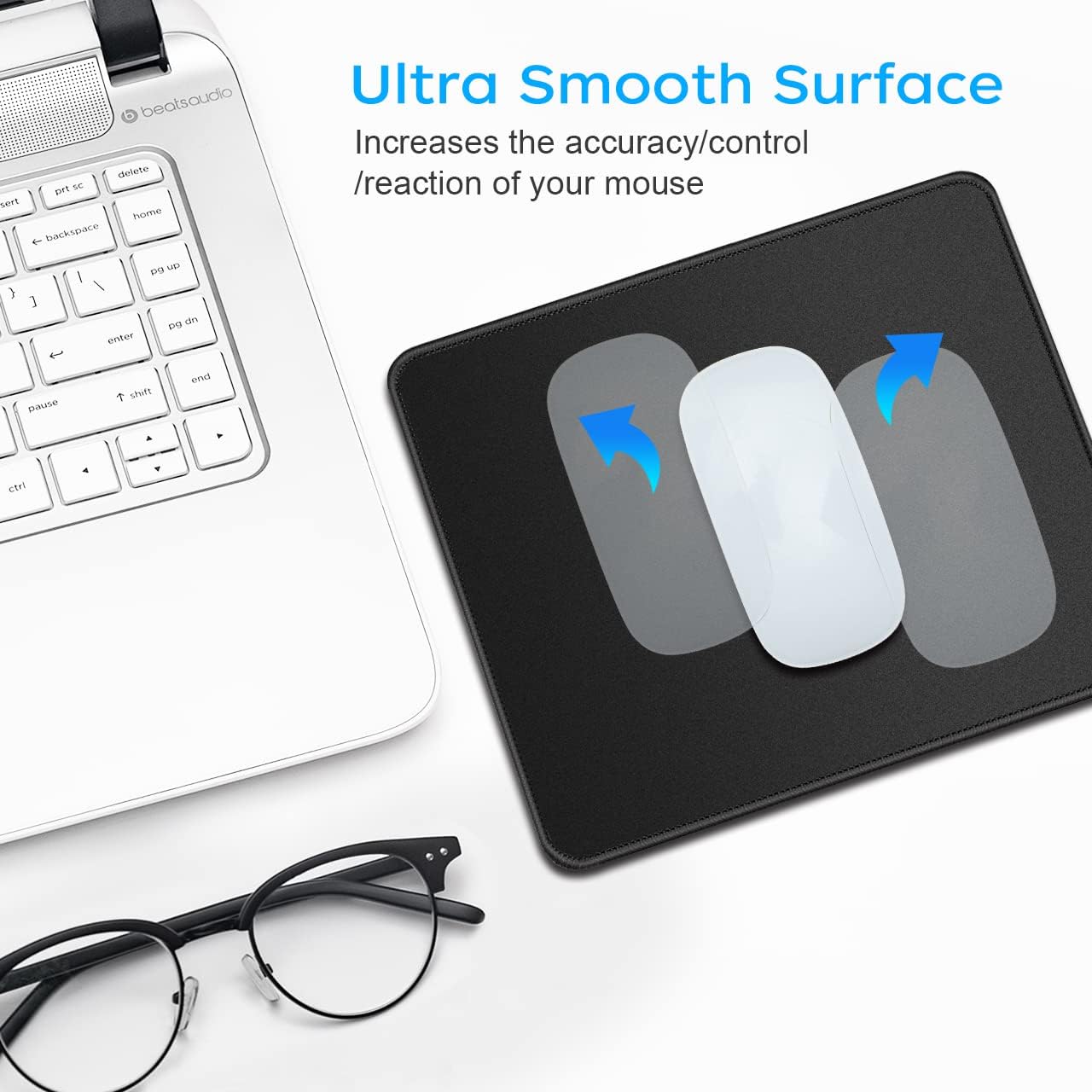 3 Pack Standard Mouse Pad with Stitched Edges, 10.3 x 8.3 in Black