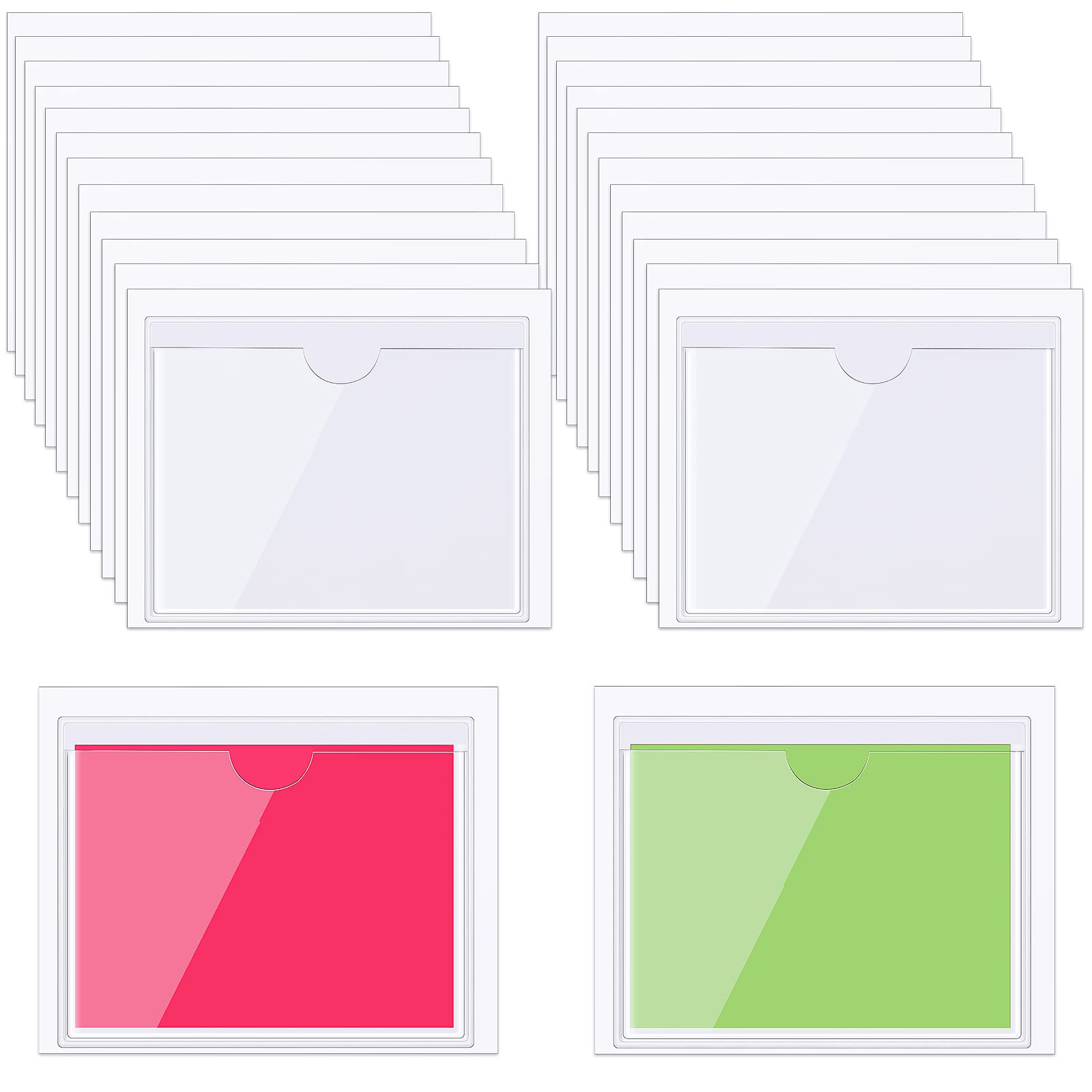 Chinco 30 Pack Self Adhesive Index Card Pockets Top Open,3.7 X 2.3 Inches