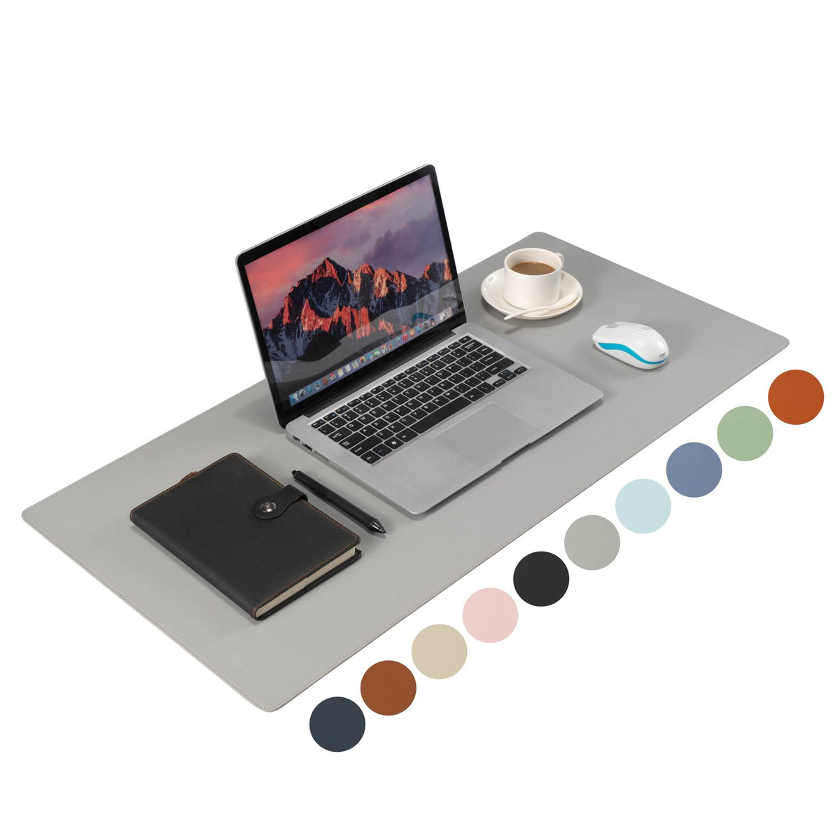 Leather Desk Pad Blotter,Wolaile 36x17 inch Big Keyboard Mouse Pad,Waterproof Non-Slip Writing Desk Computer Mat Desktop Protector for Office Home,Ivory White
