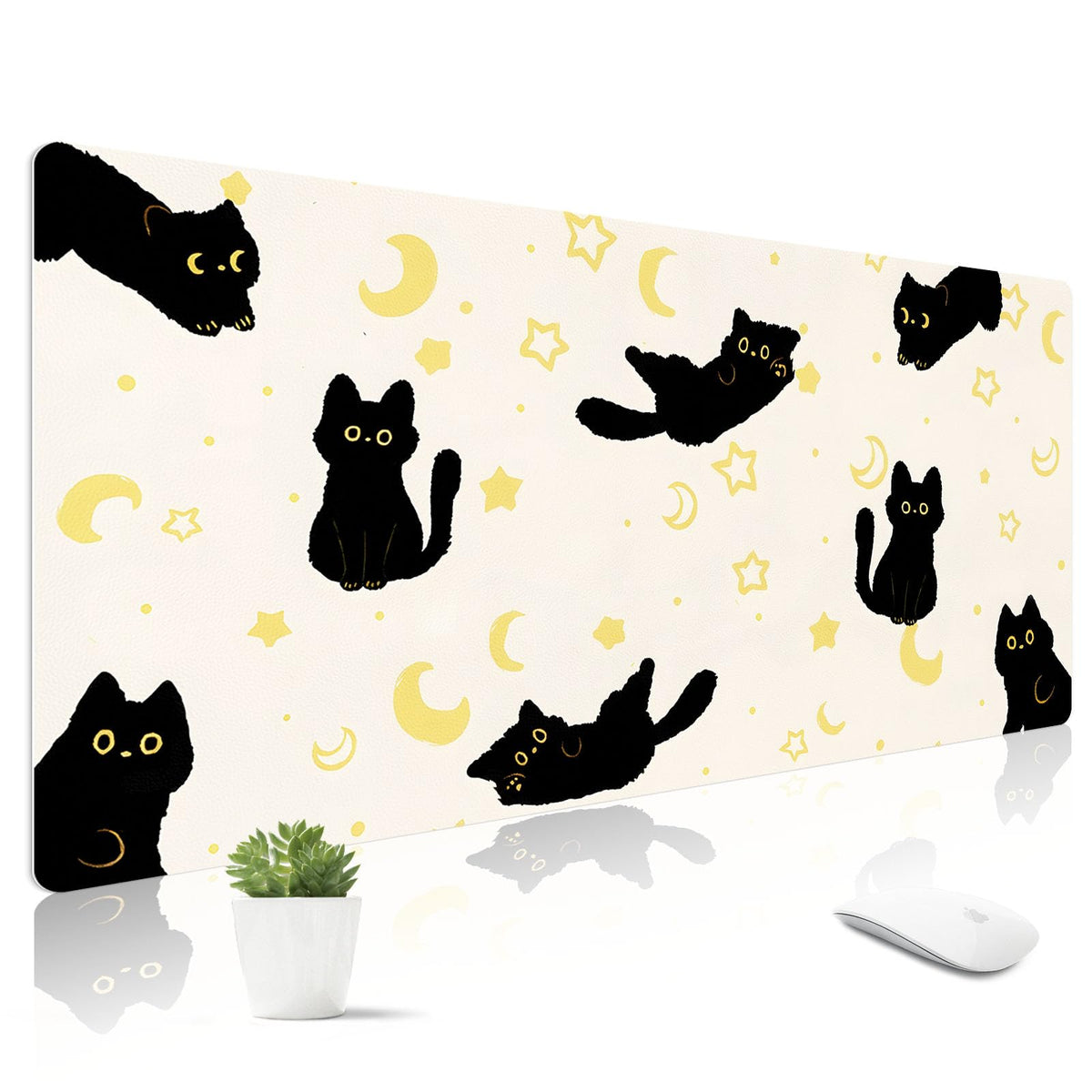 Leather Desk Mat for Keyboard, Extra Large Mouse Pad, Leopard