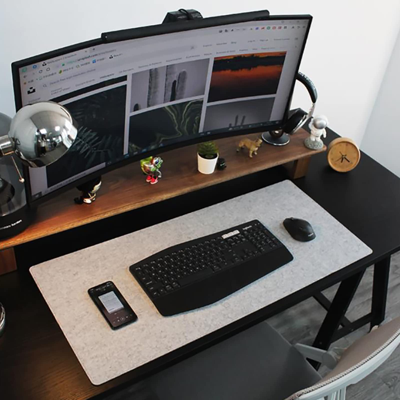 DAWNTREES Felt Desk Mat,Full Keyboard Mat,36" x 16",Dark Gray