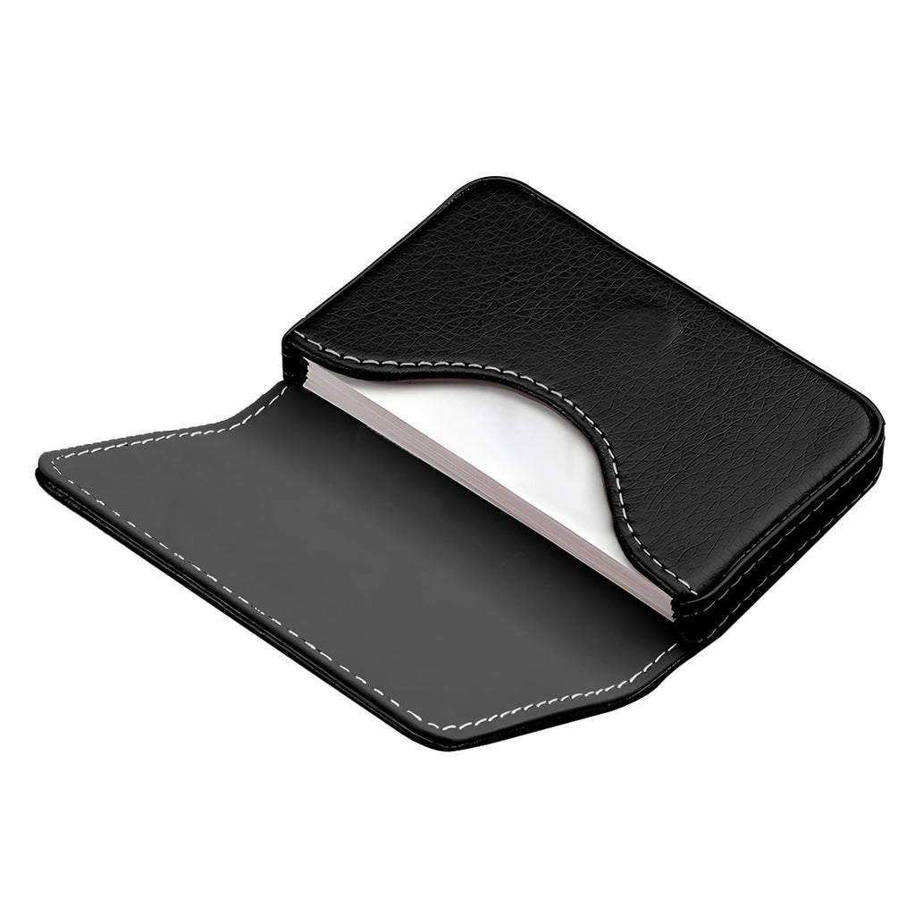 Business Card Holder PU Leather with Magnetic Closure, Slim Pocket Name Card Case for Men & Women, Professional Card Wallet for Office & Travel (Brown)