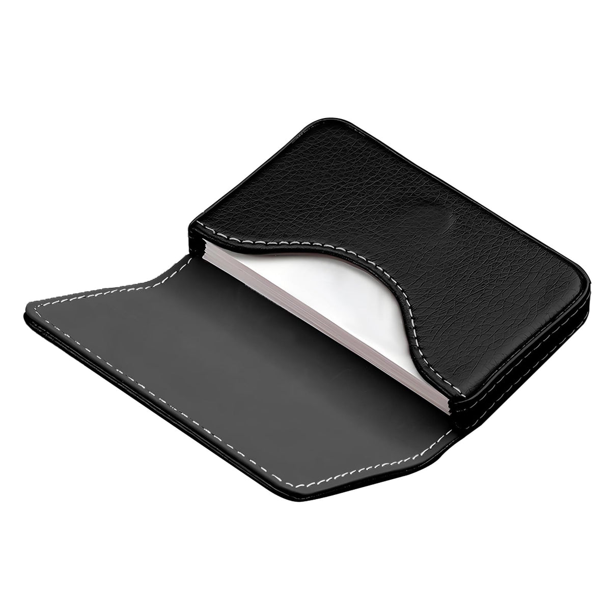 Business Card Holder PU Leather with Magnetic Closure, Slim Pocket Name Card Case for Men & Women, Professional Card Wallet for Office & Travel (Brown)