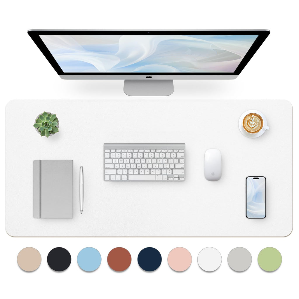 Bloss Leather Desk Pad and Keyboard Wrist Rest, Large Mouse Pad + Keyboard Pad+Mouse Wrist Support, Non-Slip Desk Mat Protector for Office, Home(31.5×15.7 Inches,Beige)