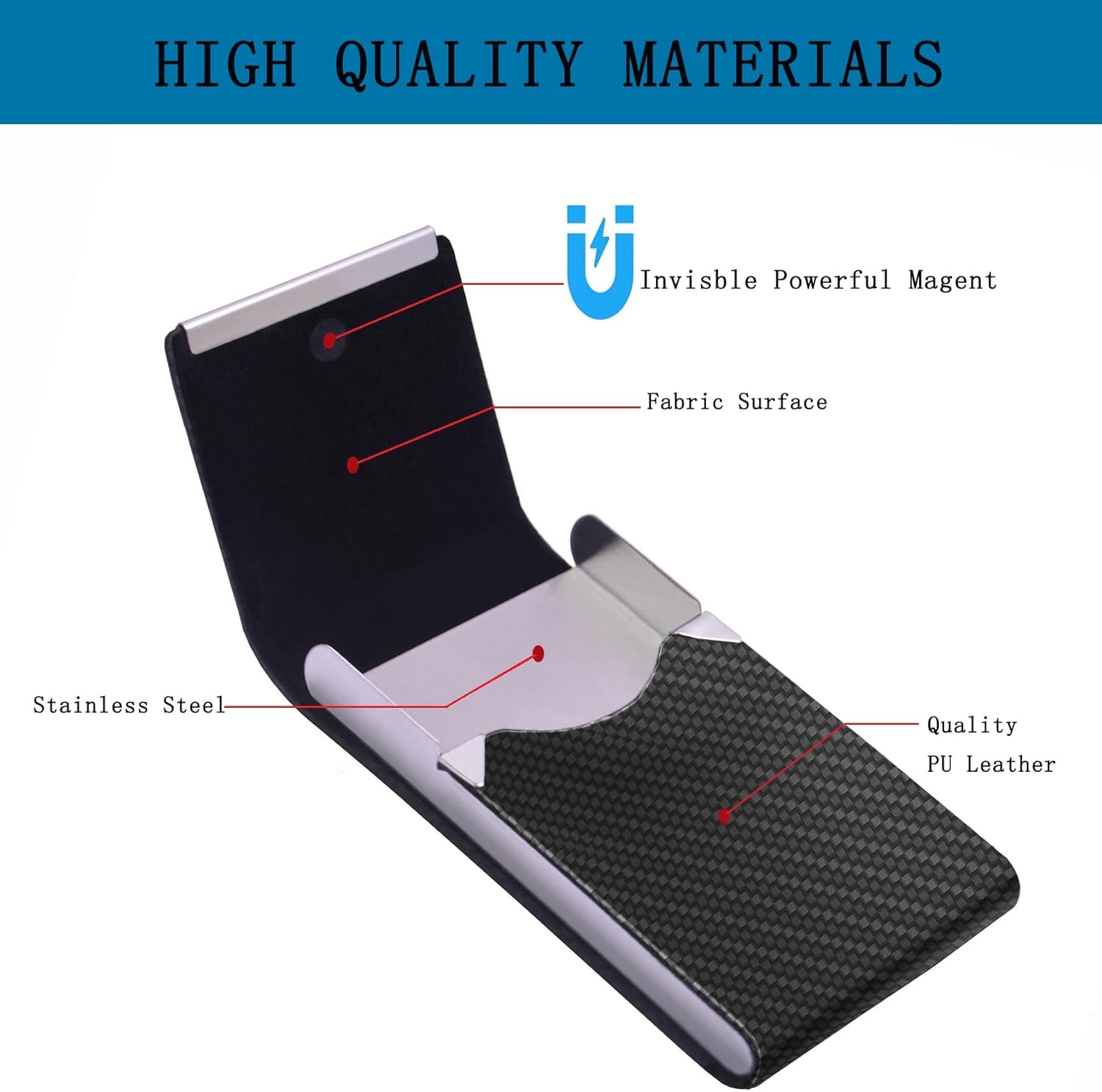 Business Card Holder PU Leather&Metal Business Card Case,Black1