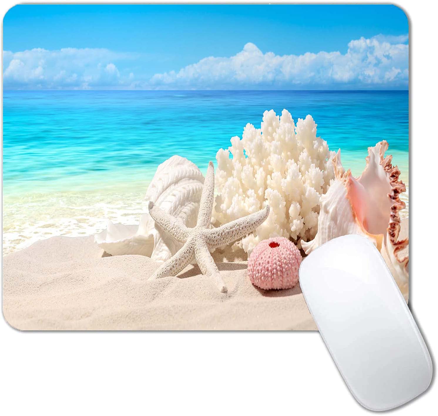 Beach Sunset Mouse Pad,Cute Mouse pad,Custom Small Mouse Pads with Designs,Portable Office Non-Slip Rubber Base Wireless Mouse Pad for Laptop