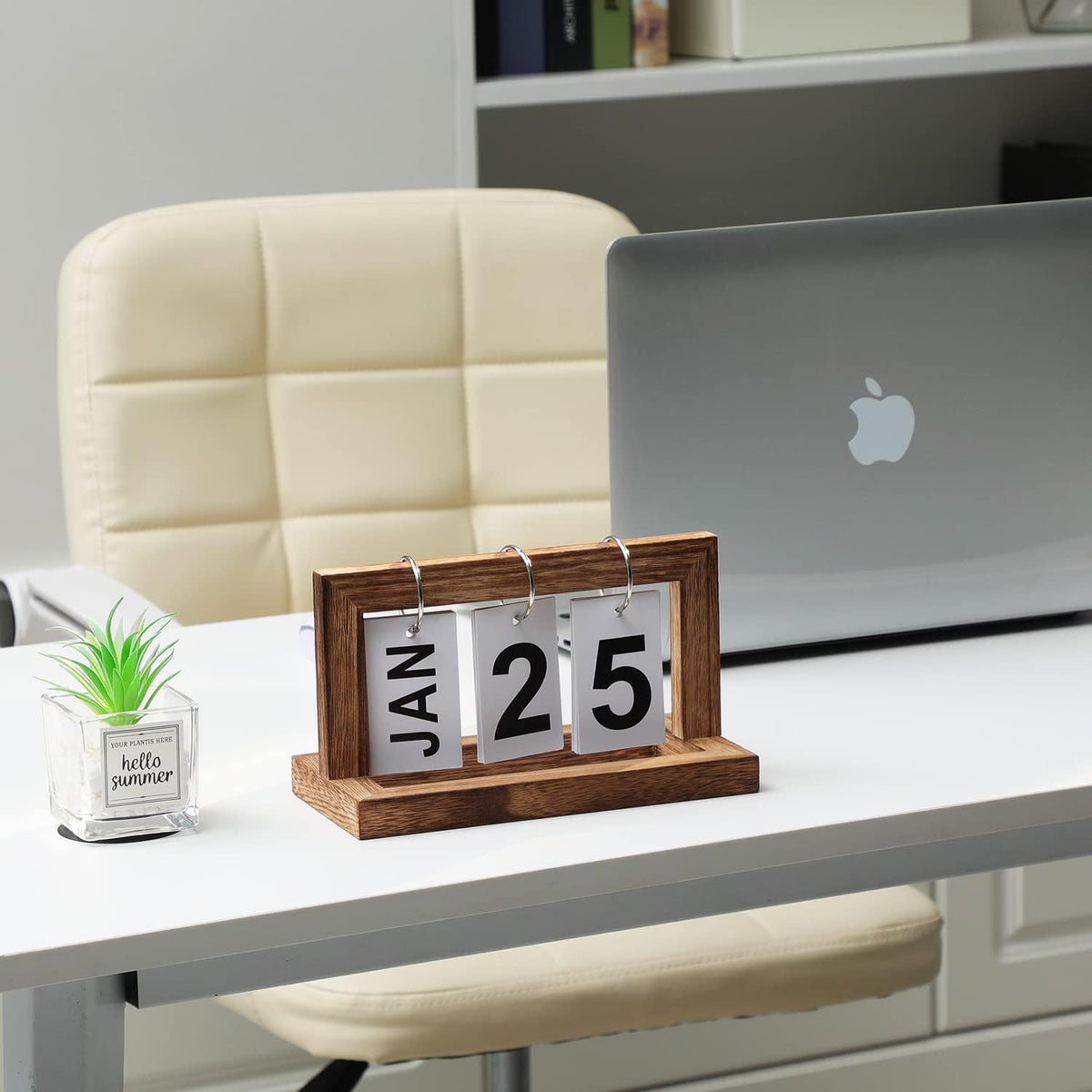 Desk Flip Calendar, Perpetual Desktop Calendar, Cute Small Flip Calendar with Memorial Day Recorder, Carbonized Black