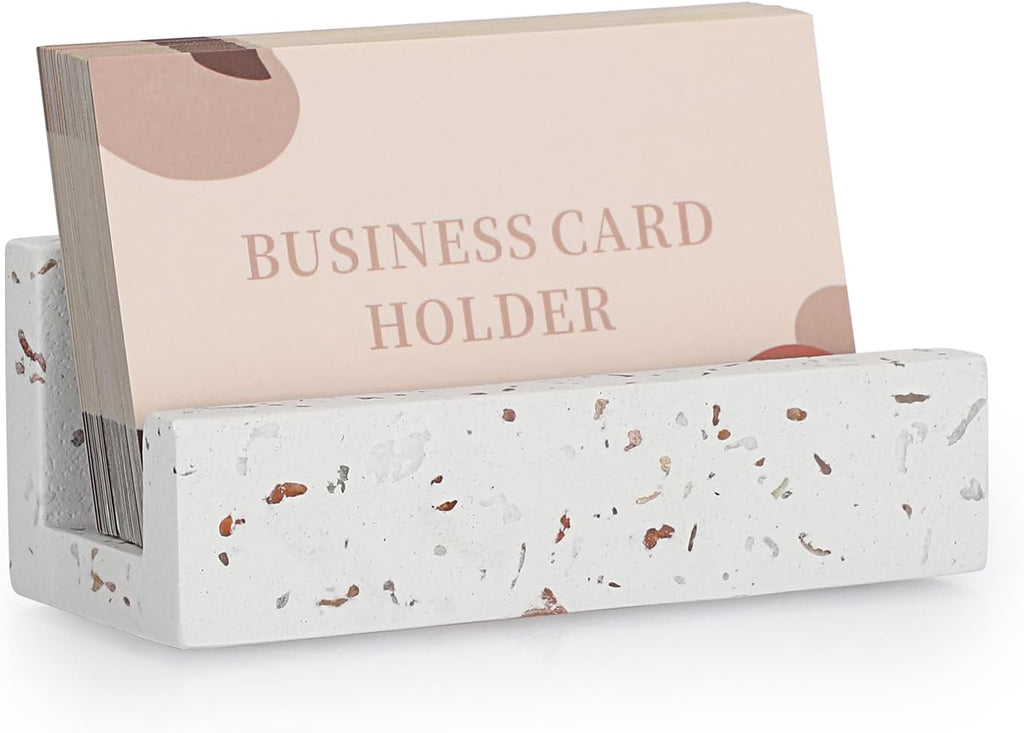 Hipiwe Business Card Holder for Desk Terrazzo Business Card Display Stand