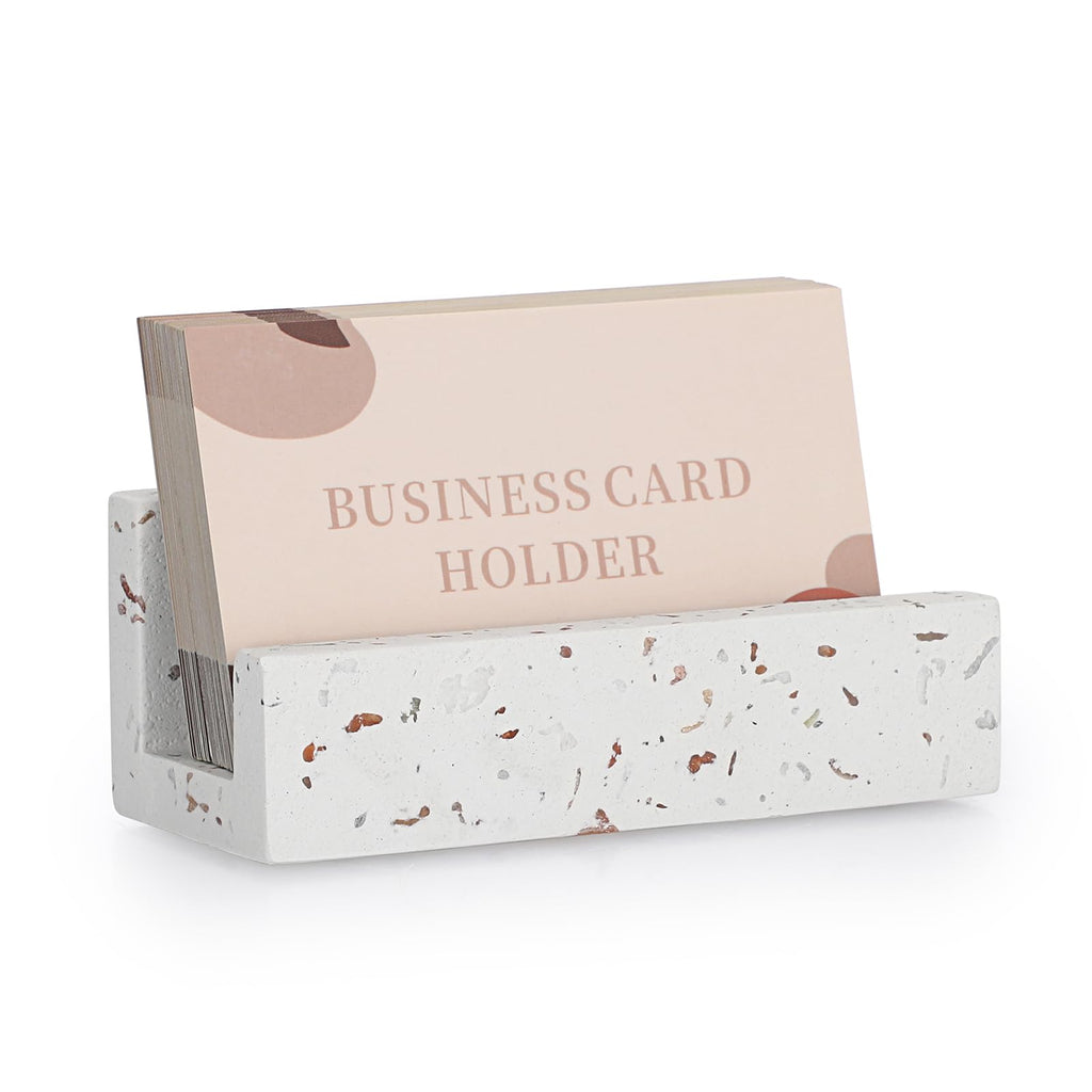Hipiwe Business Card Holder for Desk Terrazzo Business Card Display Stand