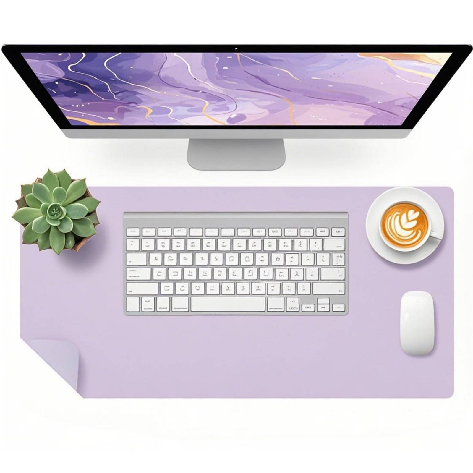 Bloss Leather Desk Pad and Keyboard Wrist Rest, Large Mouse Pad + Keyboard Pad+Mouse Wrist Support, Non-Slip Desk Mat Protector for Office, Home(31.5×15.7 Inches,Beige)