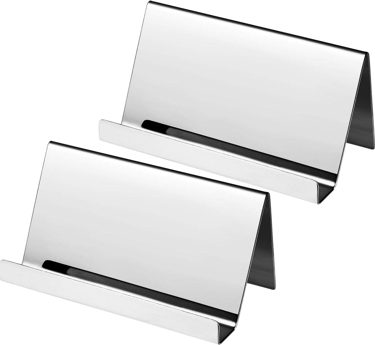 Maxdot 2 Pcs Stainless Steel Business Cards Holders, Silver