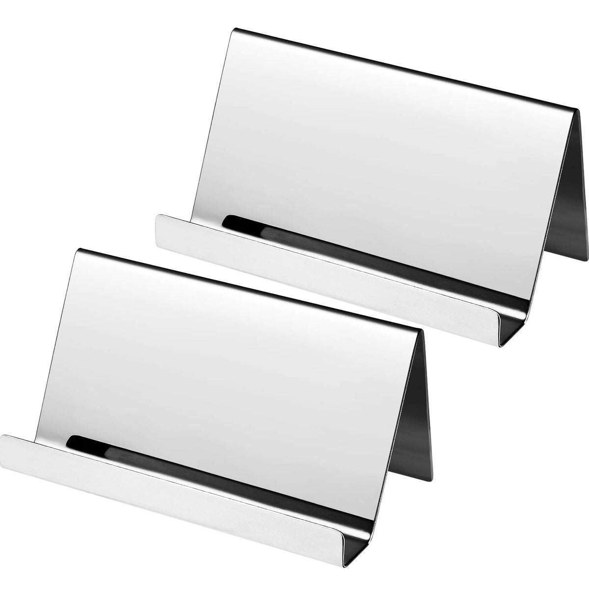 Maxdot 2 Pcs Stainless Steel Business Cards Holders, Silver