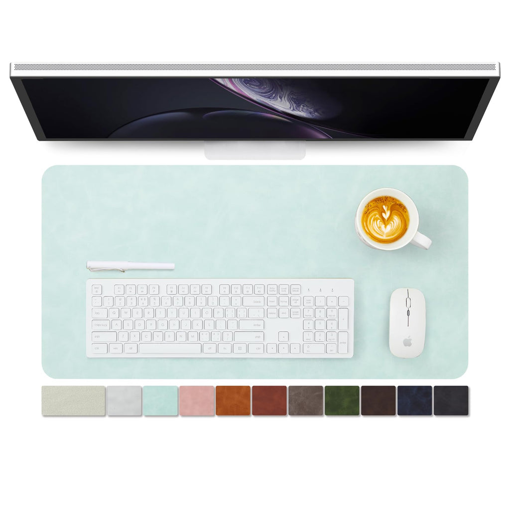 Distressed Leather Desk Mat - Non-Slip PU Desk Pad for Office and Home - Desk Organization and Accessories - Ideal for Large Mouse Pad and Desk Mats on Top of Desks(Tan,36"x 17")