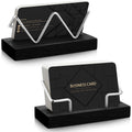 Amyhill 2 Pieces Wood Business Card Holder for Desk,Light Wood Color, Black