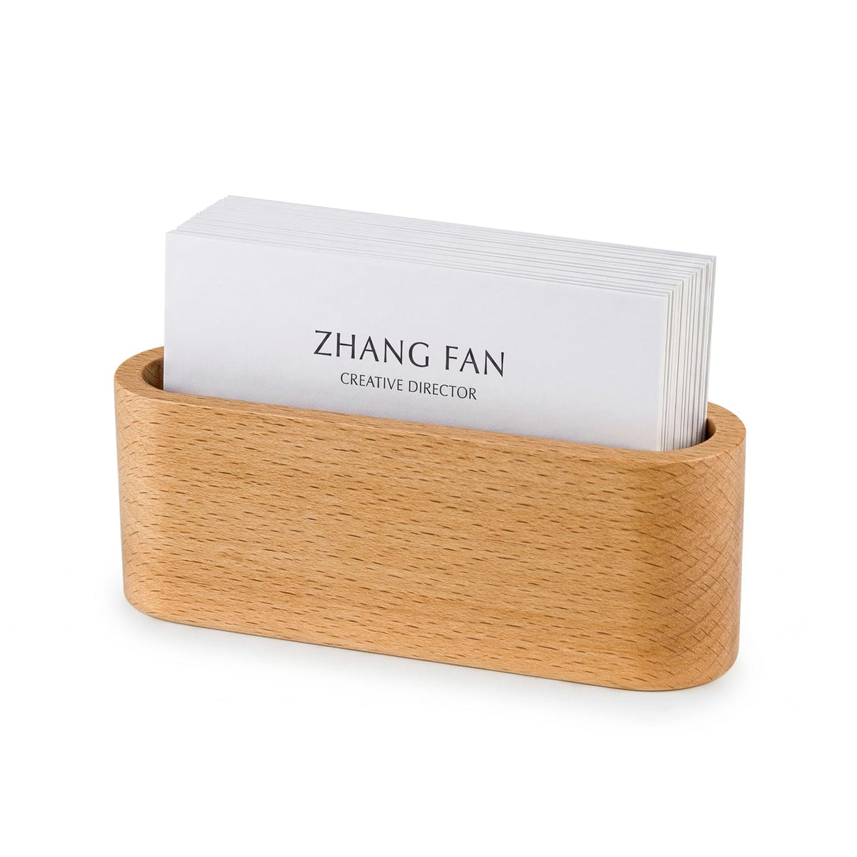 Business Card Holder for Desk, Minimalist Office Wooden Organizer