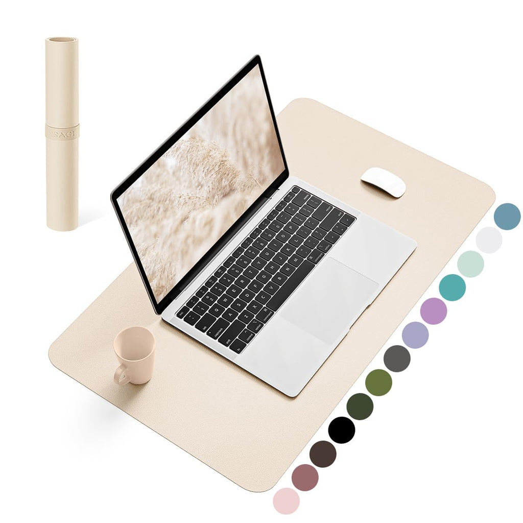YSAGi Non-Slip Leather Desk Pad, Waterproof Laptop Computer Desk Keyboard Mat, Table Protector Blotter Mat, Large Mouse Pad for Office/Work/Home/Decor(Olive Green, 31.5" x 15.7")