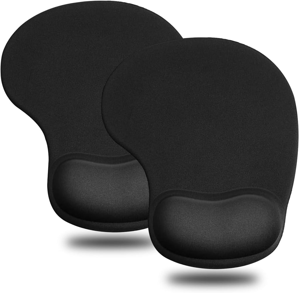 JIKIOU Ergonomic Mouse Pad with Gel Wrist Rest 2 Pack, Portable Small Black