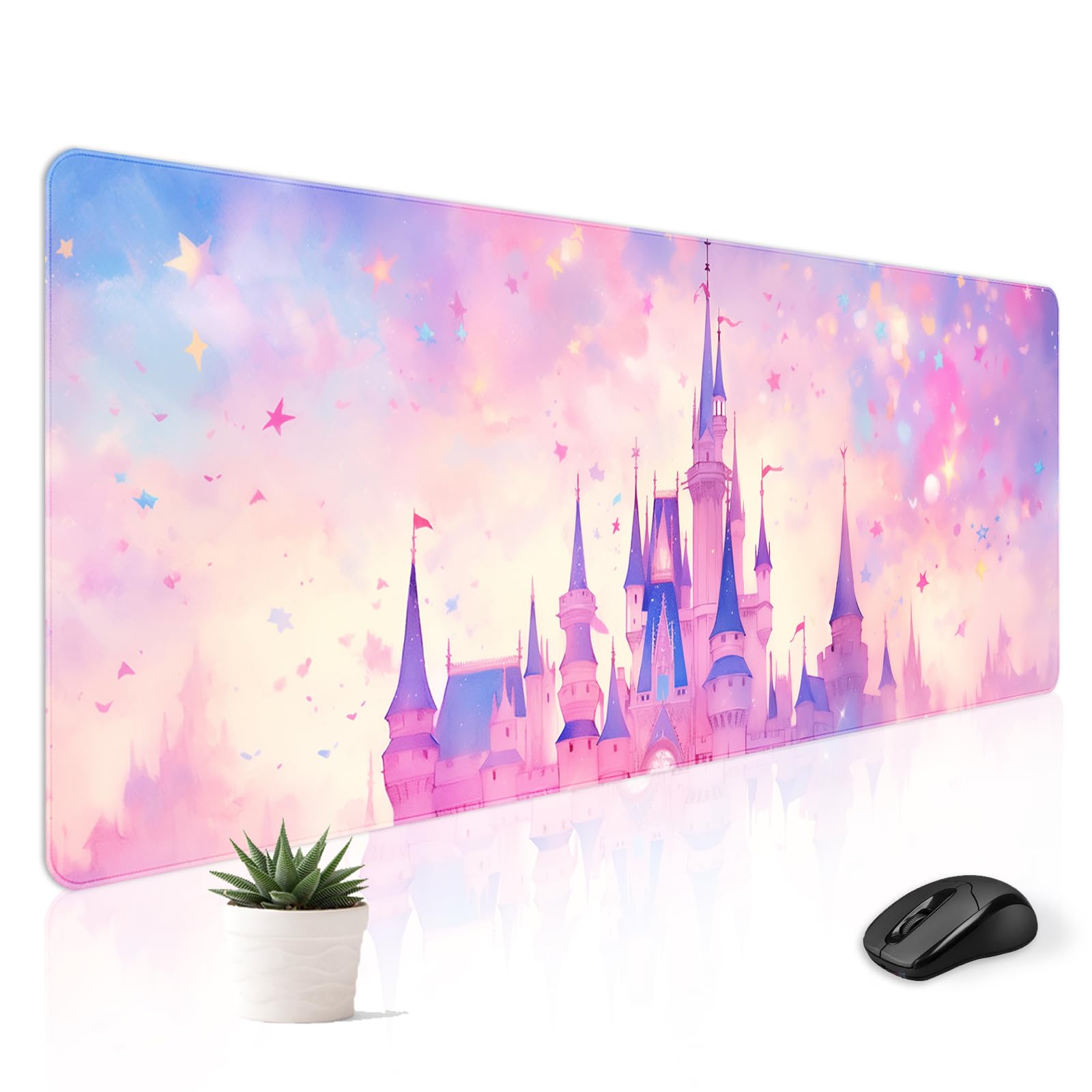 Cute Desk Mat for Keyboard Desktop Extra Large Mouse Pad, Castle