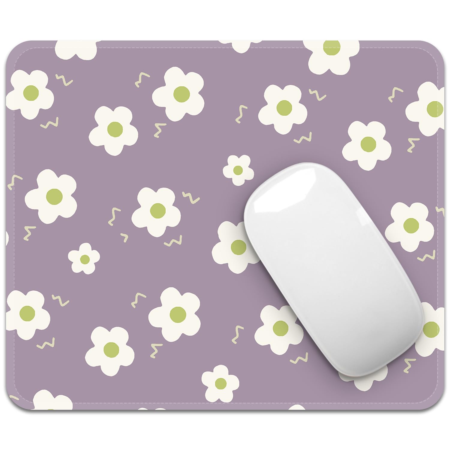 FROGIGO Mouse Pad with Stitched Edges - Cute Floral Mousepad for Women, 9.25 x 7.75 inch Washable Square Desk Pad, Non-Slip Rubber Base, Office Home Laptop Accessories - Vintage Garden