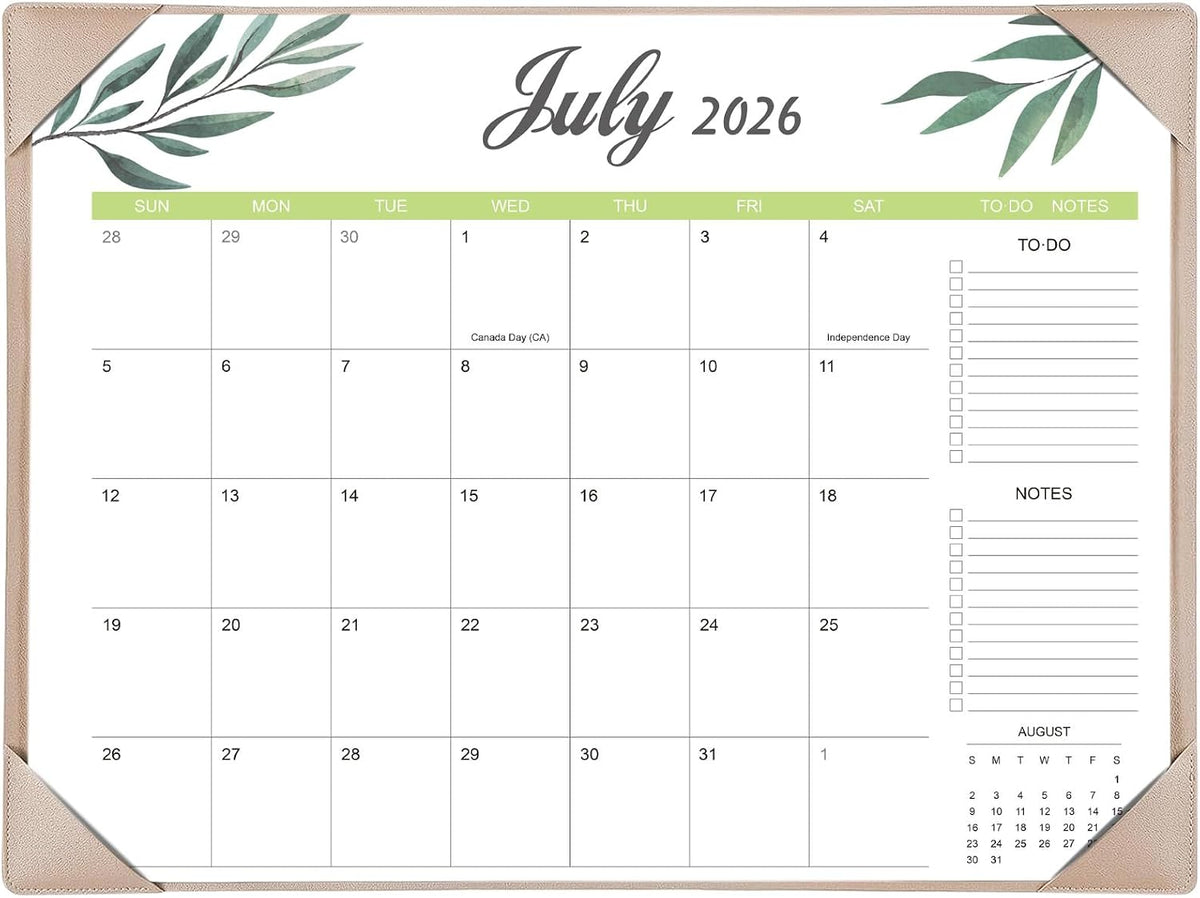 Desk Calendar 2026-2027 with Desk Mat – 22" x 17" Large Desk Pad Calendar Runs from July 2026 to December 2027, Office Supplies Desktop Monthly Calendar for Home & Office