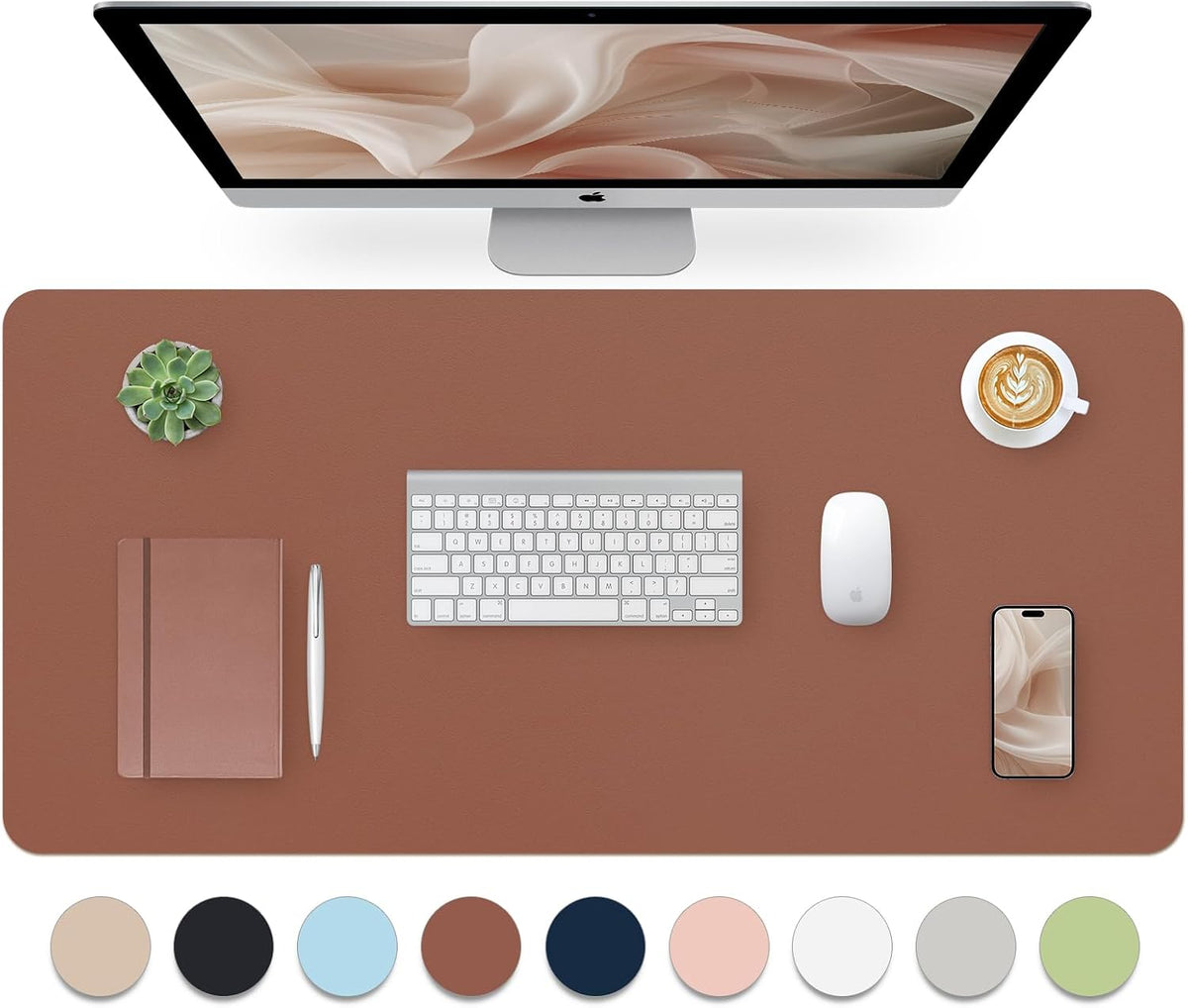 Bloss Leather Desk Pad and Keyboard Wrist Rest, Large Mouse Pad + Keyboard Pad+Mouse Wrist Support, Non-Slip Desk Mat Protector for Office, Home(31.5×15.7 Inches,Beige)
