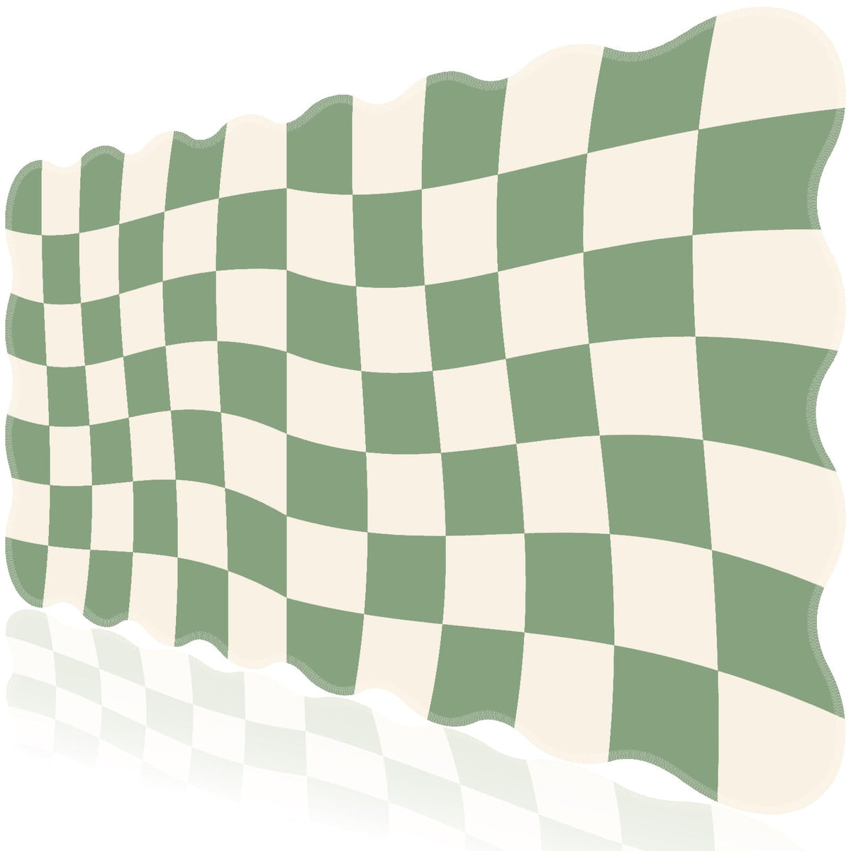 L-SPOUTTO Green Mouse Pad,Geometric Desk Mat XXL Large Scalloped Gaming Mousepad,35.4x15.7in Non-Slip Rubber Base Keyboard Pad Waterproof Desktop Mat for Laptop Computer Game Home Office-Checkered
