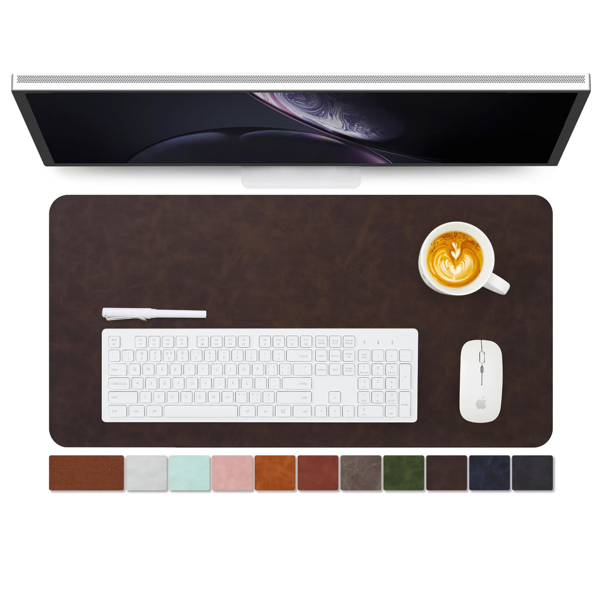Distressed Leather Desk Mat - Non-Slip PU Desk Pad for Office and Home - Desk Organization and Accessories - Ideal for Large Mouse Pad and Desk Mats on Top of Desks(Tan,36"x 17")