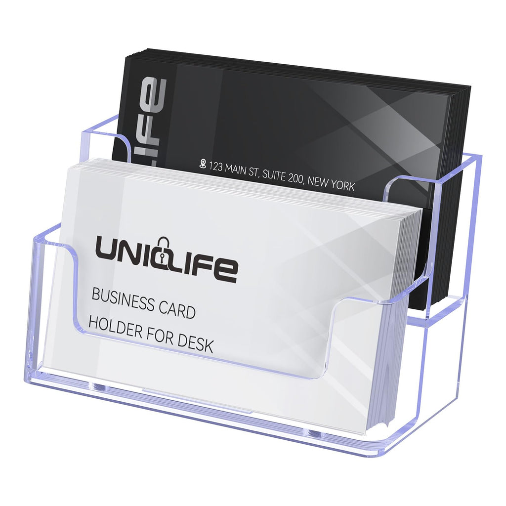 Uniclife 2 Pack Acrylic Business Card Holder for Desk, 120 Card Capacity