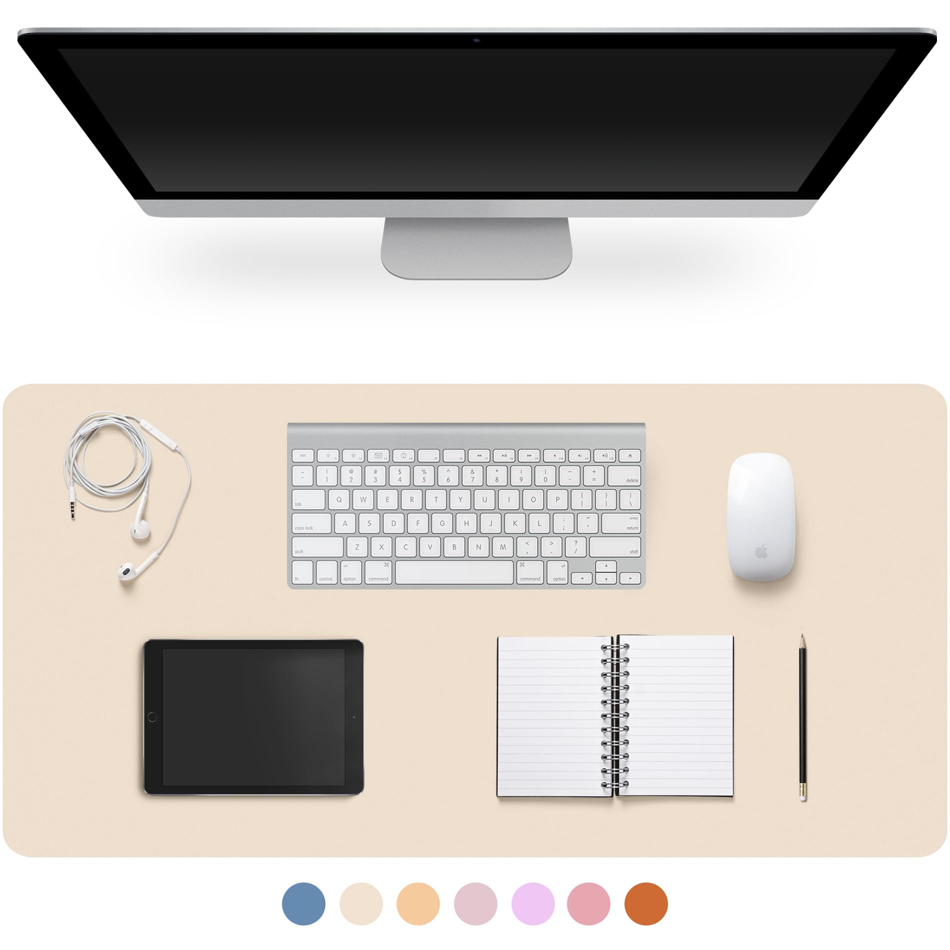 Leather Desk Pad Protector,Non-Slip Desk Pad(Black, 23.6" x 13.7")