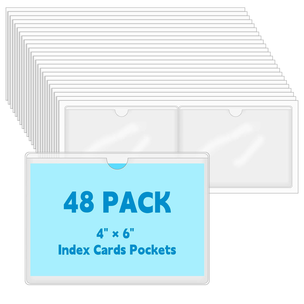 100 Pack Clear Self-Adhesive Business Card Pockets