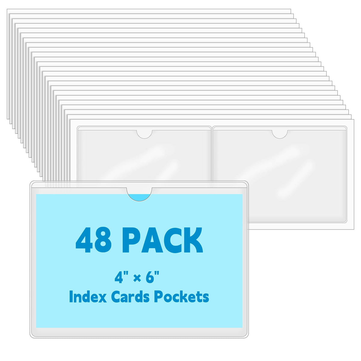 100 Pack Clear Self-Adhesive Business Card Pockets