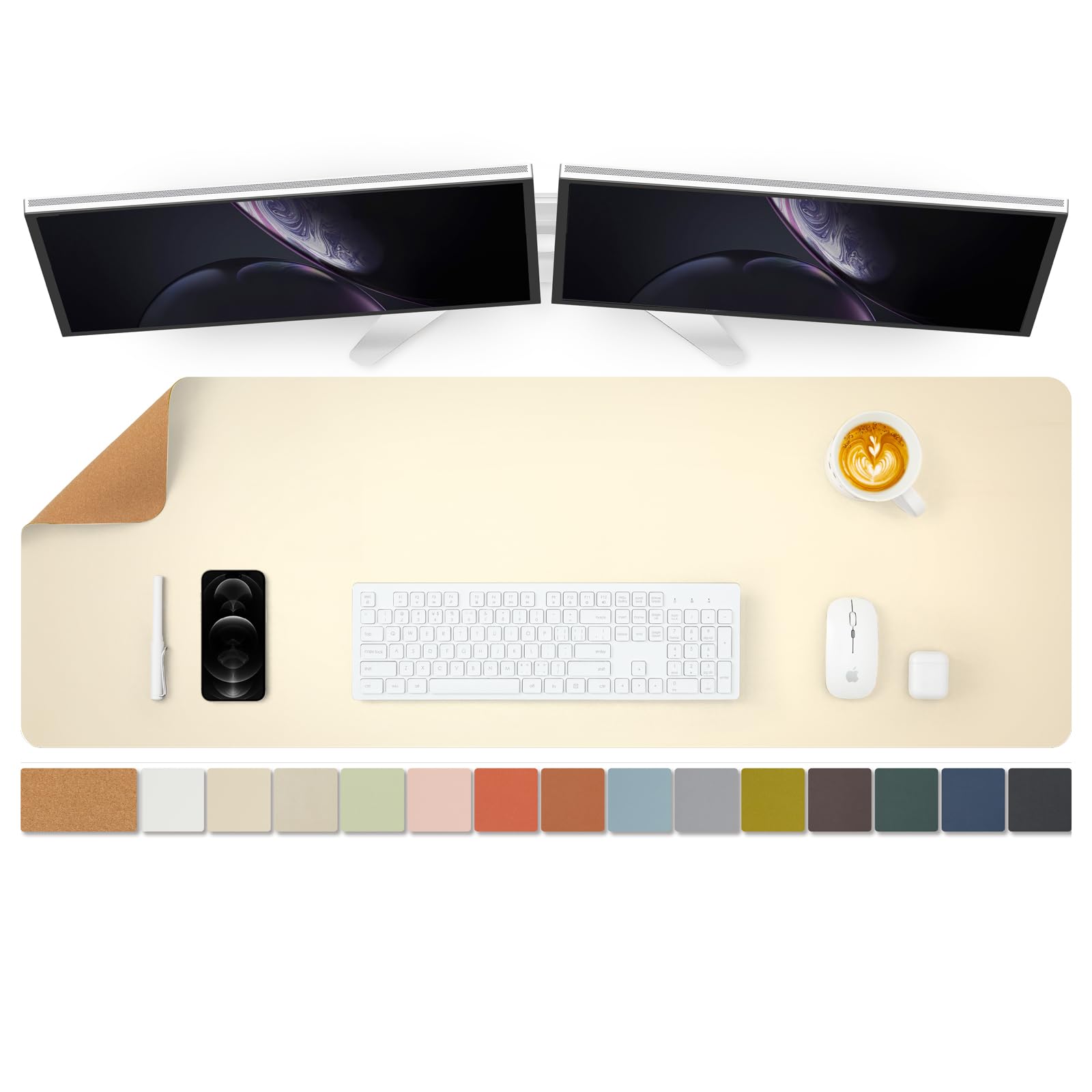 Large Cork Desk Mat - 47.2"x 17" Desk Pad for Office and Home - Ideal for Large Mouse Pad and Desk Mats on Top of Desks(Black)