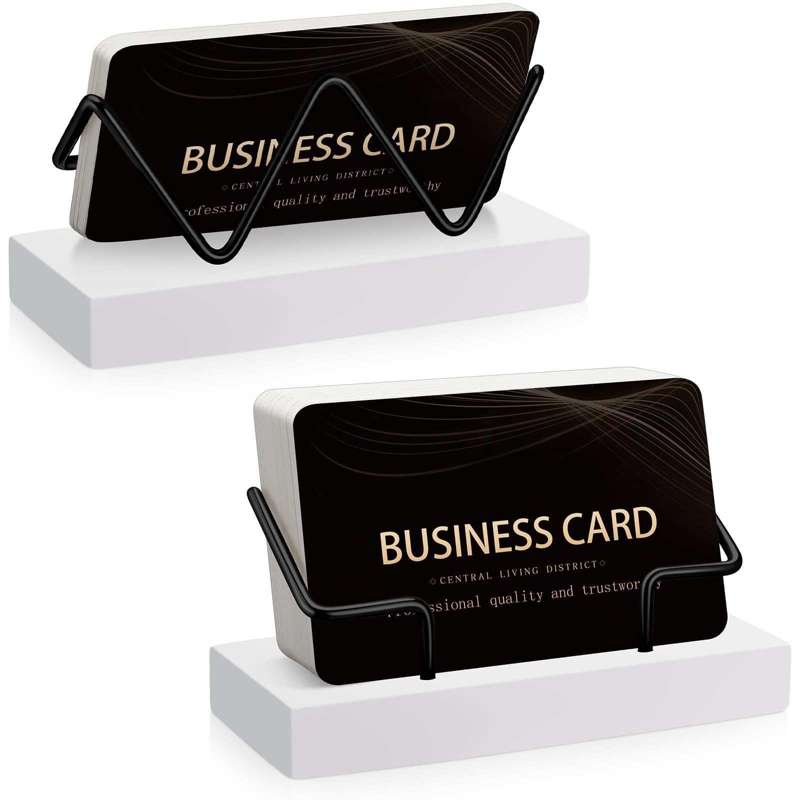 Amyhill 2 Pieces Wood Business Card Holder for Desk,Light Wood Color, Black