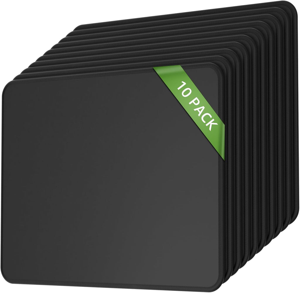 KTRIO 10 Pack Mouse Pads, Black Computer Mousepad for Desk, 11 x 8.5 in