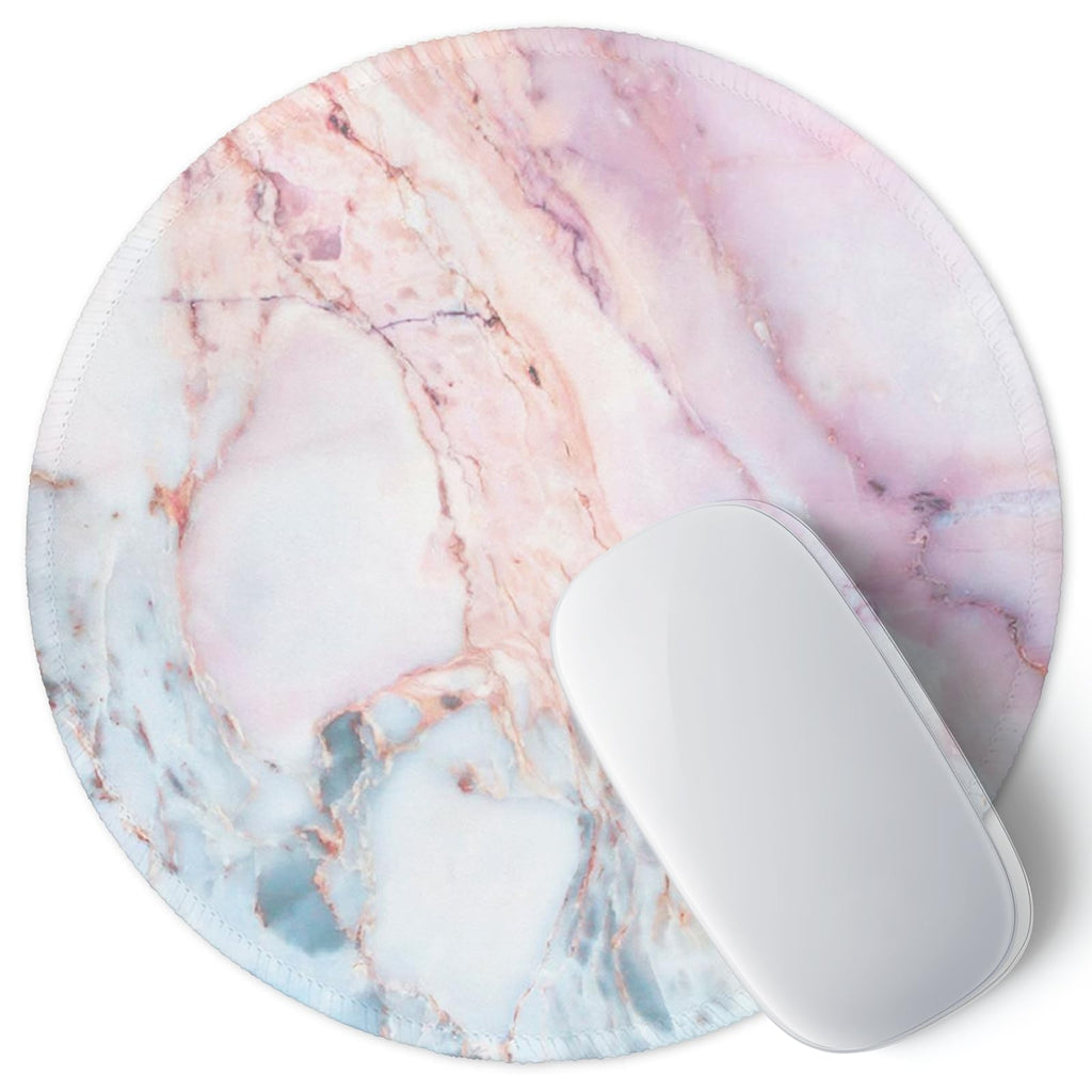 ITNRSIIET Marble Round Mouse Pad Pink Marble Customized Premium-Textured Washable Desktop Protection Mouse Mat with Non-Slip Rubber Base 7.87×7.87×0.12 inches, Pink Marble