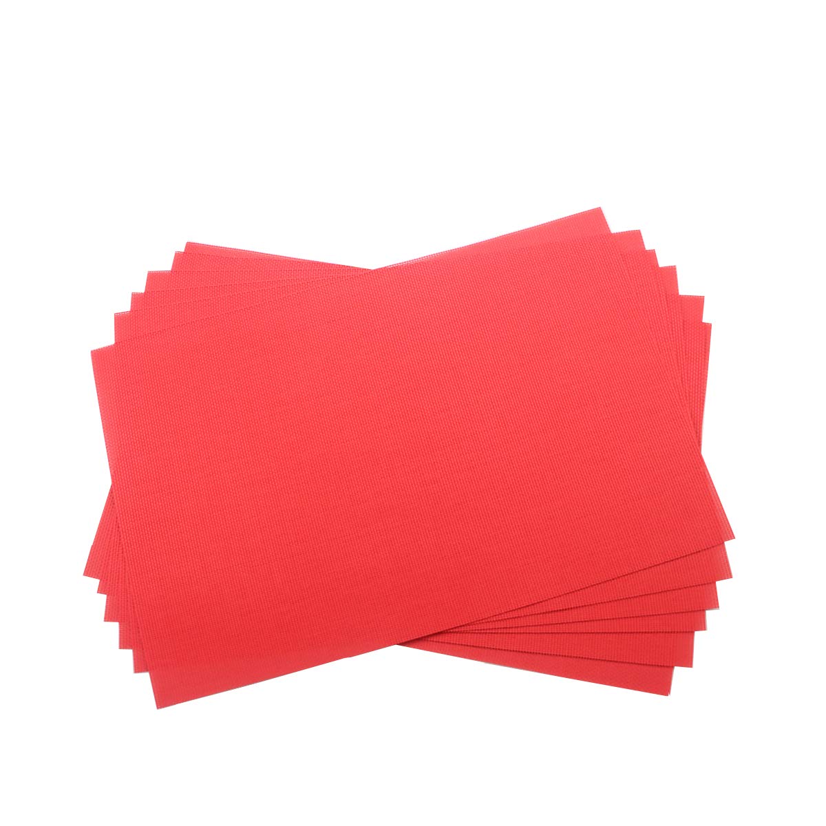 Place Mats PVC Set of 6, Table Placemats Set of 6 PVC Table Mats Natural Color (6 pcs, Red Leaves)