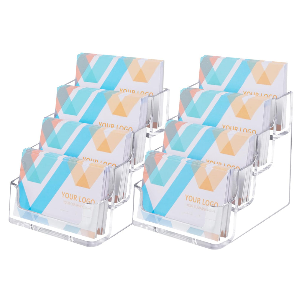 HSYMQ 1 Piece Desktop Clear Bussiness Card Holder, Plastic Card Display Stand, 4 Tier Acrylic Card Holder for Office