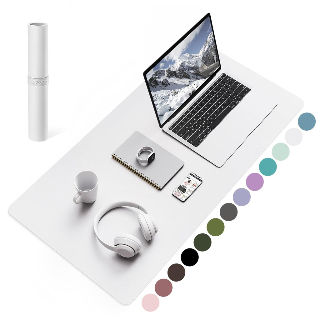 YSAGi Non-Slip Leather Desk Pad, Waterproof Laptop Computer Desk Keyboard Mat, Table Protector Blotter Mat, Large Mouse Pad for Office/Work/Home/Decor(Olive Green, 31.5" x 15.7")
