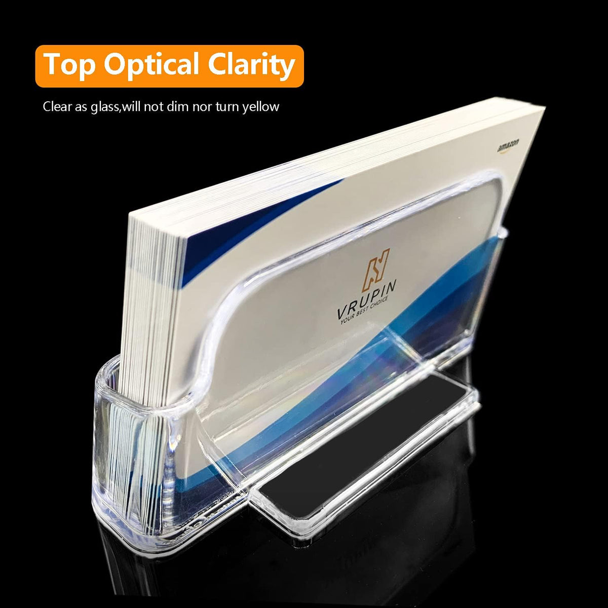 Vrupin Business Card Holder for Desk - 4 Pack Acrylic Business Card Holder , Fits 30-50 Business Cards Display Business Card Stand Desktop Business Card Holders for Exhibition