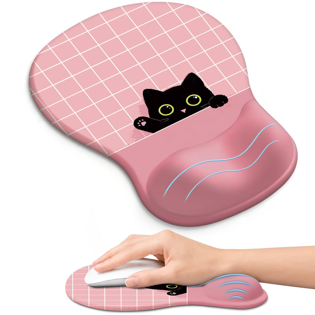 Ergonomic Mouse Pad with Wrist Rest, Gel Wrist Support, Black