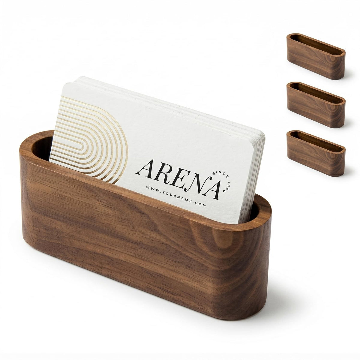 Business Card Holder for Desk, Minimalist Office Wooden Organizer