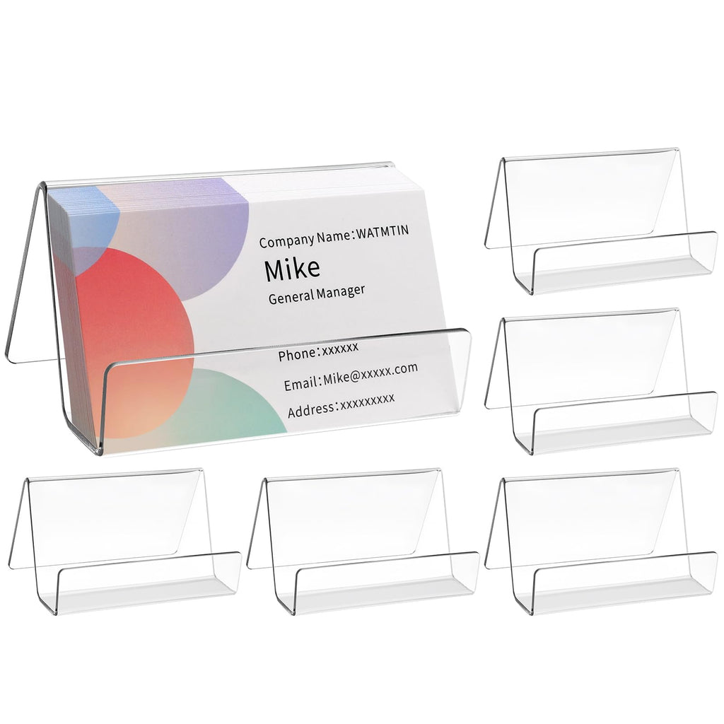 3 Pcs Acrylic Business Card Holder for Desk, Desktop Business Card Stand, Clear Name Cards Display Holder for Exhibition Accessories Home Office, Capacity: 50 Cards