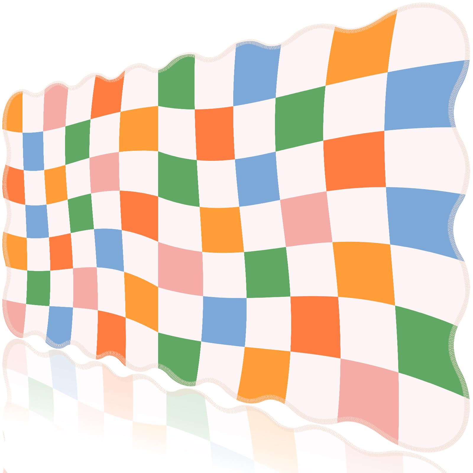 L-SPOUTTO Green Mouse Pad,Geometric Desk Mat XXL Large Scalloped Gaming Mousepad,35.4x15.7in Non-Slip Rubber Base Keyboard Pad Waterproof Desktop Mat for Laptop Computer Game Home Office-Checkered