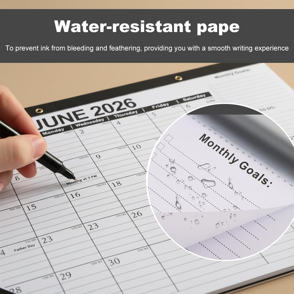 Large Desk Calendar 2026-2027, 17" x 12" Desk Pad Calendar, 19-Month Planner (Jun 2026–Dec 2027), Thick Paper Reduces Ink Bleed-Through, Previous/Next Month Reference, for Home Office School