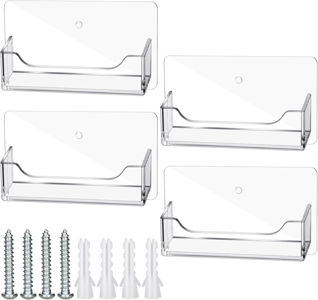 Wesiti 4 Pcs Individual Acrylic Business Card Holders, Wall & Desk Display